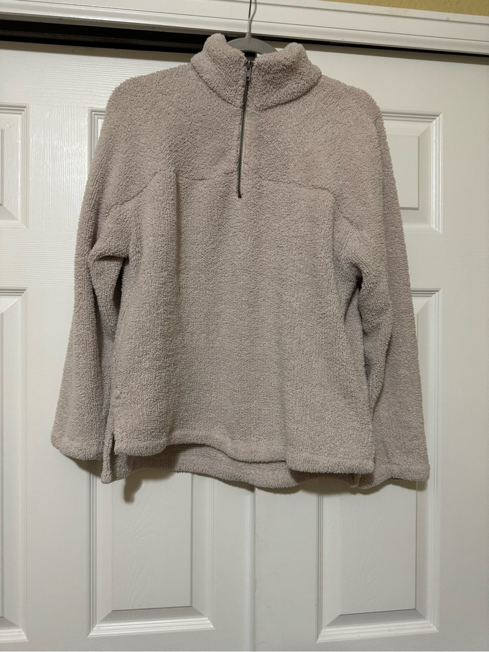 Altar’d State Half-Zip Sherpa Pullover Sweater - Light Taupe